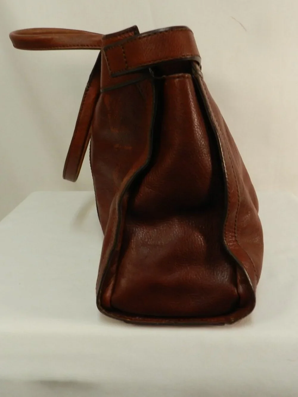 Fossil Vintage Maddox Large Leather whiskey brown tote bag purse carryall footed